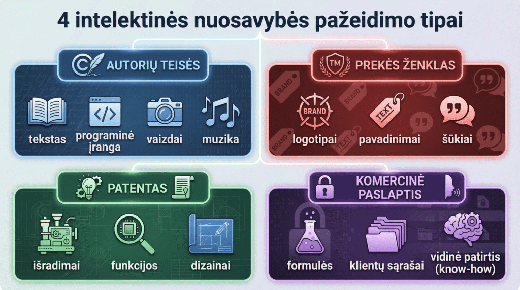 Intelektinės n uosavybės pažeidimo tipai